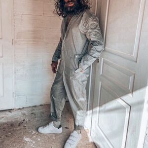 ORTTU cargo jumpsuit M grey long sleeve pockets Open Road To The Universe